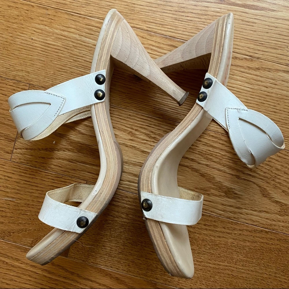 Michael Kors leather and wood heels